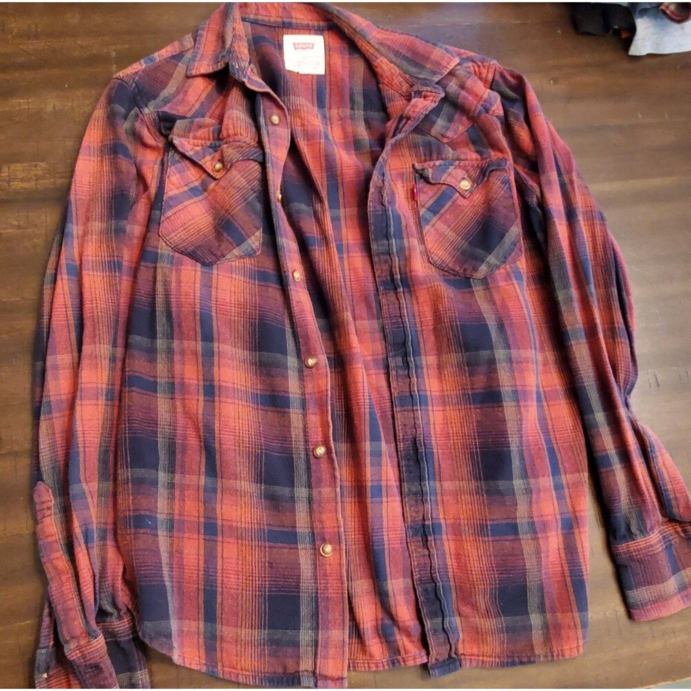 Levi's Mens Size Small Red and Blue Plaid Shirt